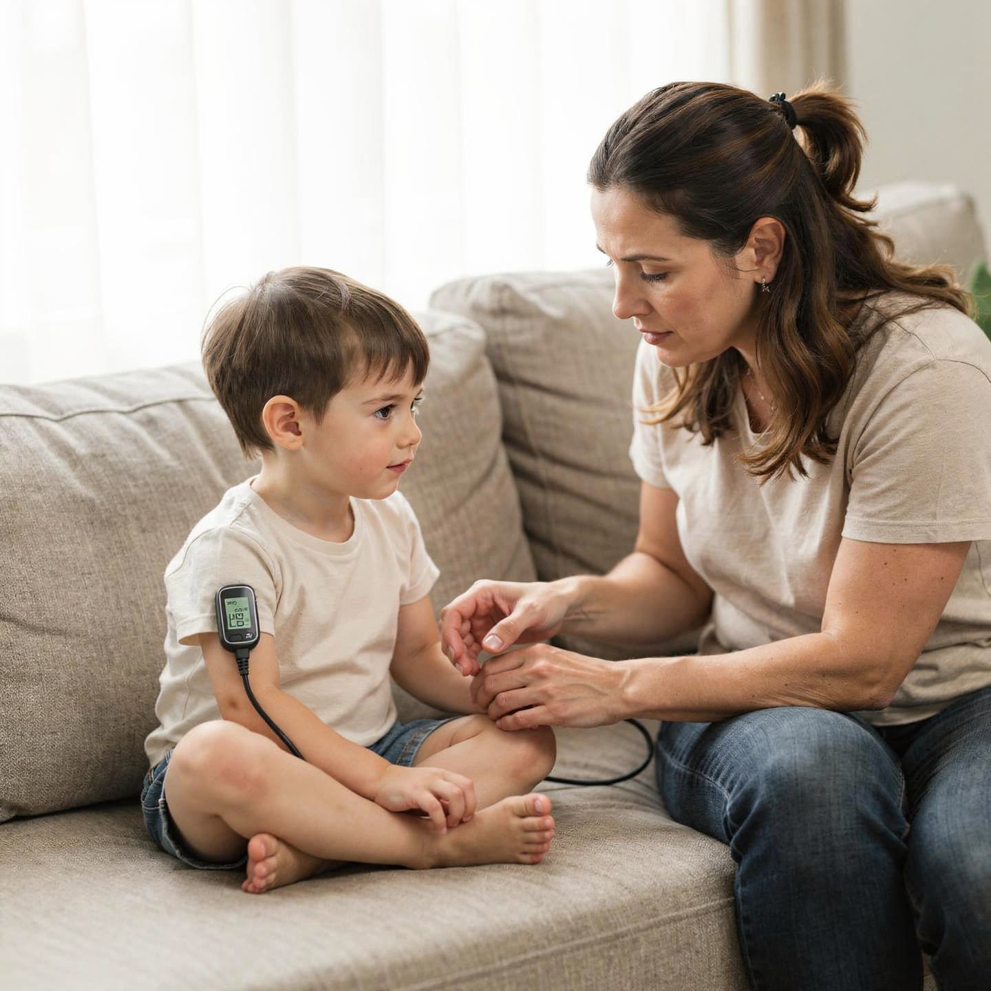Parent supporting a child with care at home